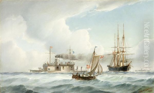 Junction In Choppy Seas Oil Painting by Jean Altamoura