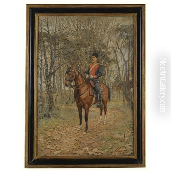 Hussar On A Stallion Oil Painting by Francesco Saverio Altamura