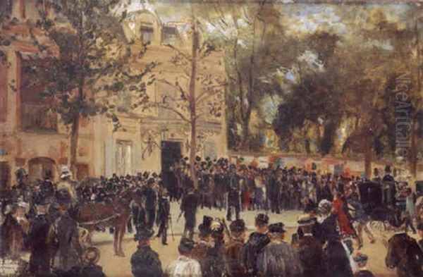 Vue De La Maison De Victor Hugo, 22 Mai 1885 Oil Painting by Francesco Saverio Altamura