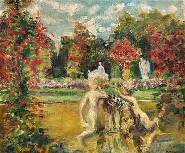 Impressionistisk Parklandskab Fra Versailles Oil Painting by Ioannis (Jean H.) Altamura