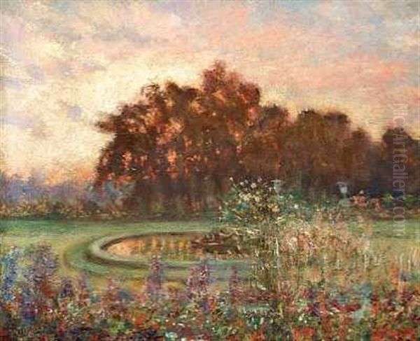 Impressionistisk Parklandskab Oil Painting by Ioannis (Jean H.) Altamura