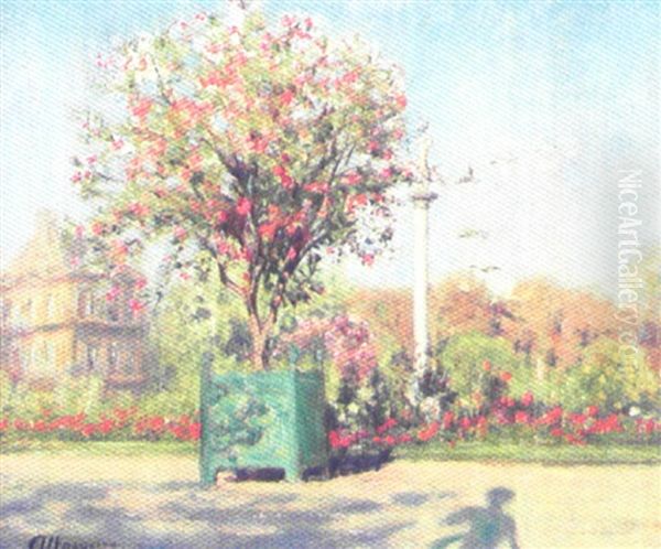 Parkscene Med Blomstrende Traeer Og Buske Oil Painting by Ioannis (Jean H.) Altamura