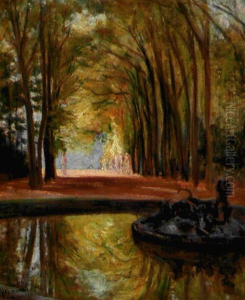 Parti Fra Parken Ved Versailles Oil Painting by Ioannis (Jean H.) Altamura