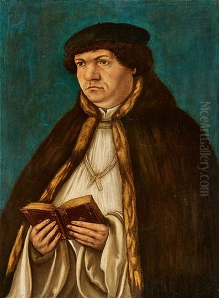 Portrait Of A Cleric Holding A Book Oil Painting by Albrecht Altdorfer