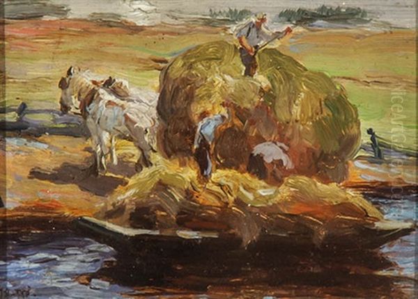 Haying Scene Oil Painting by Mathias Joseph Alten