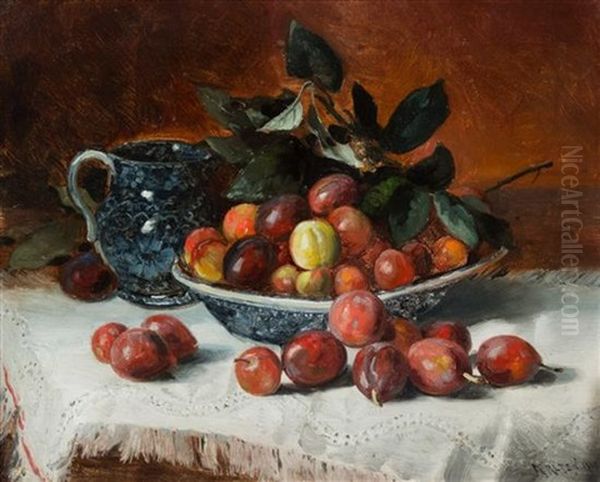 Still Life With Jug Oil Painting by Mathias Joseph Alten