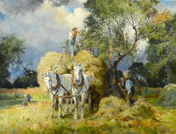 Harvest Time Oil Painting by Mathias Joseph Alten