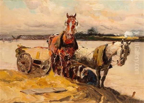 Horses, 1909 Oil Painting by Mathias Joseph Alten