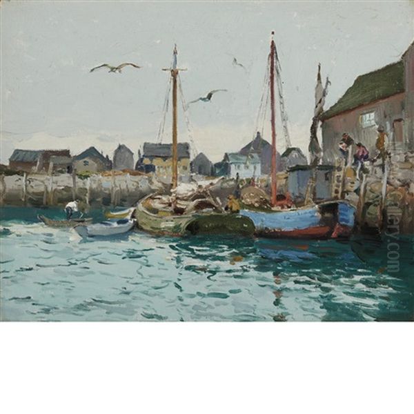 Rockport Harbor Oil Painting by Mathias Joseph Alten