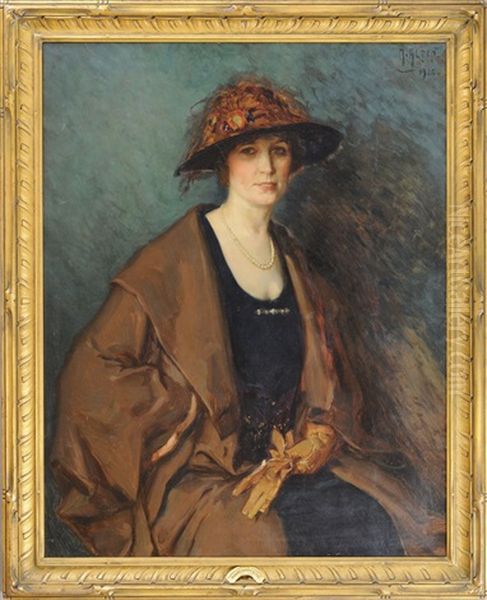 Portrait Of Gertrude Atherton Oil Painting by Mathias Joseph Alten