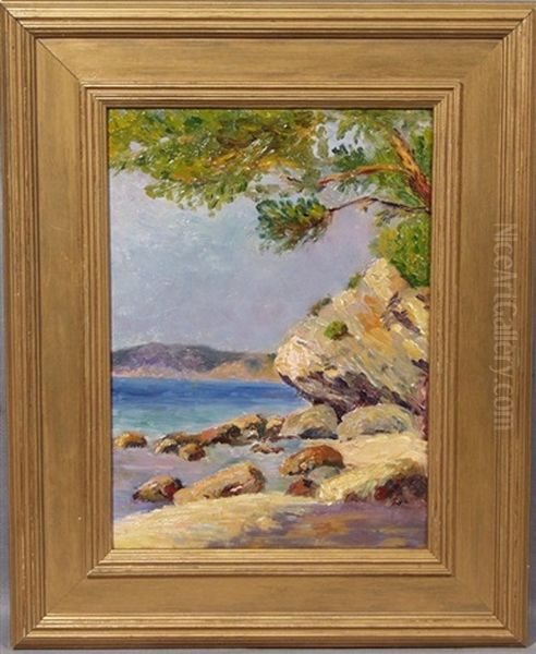 Rocky Shore, Saugatuck Oil Painting by Mathias Joseph Alten