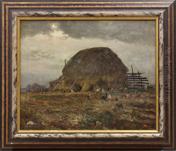 The Straw Stack Oil Painting by Mathias Joseph Alten