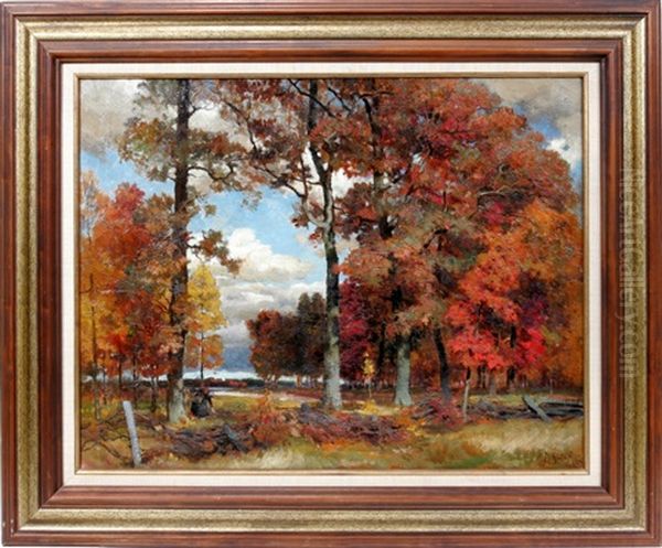 Autumn Forest Landscape Oil Painting by Mathias Joseph Alten