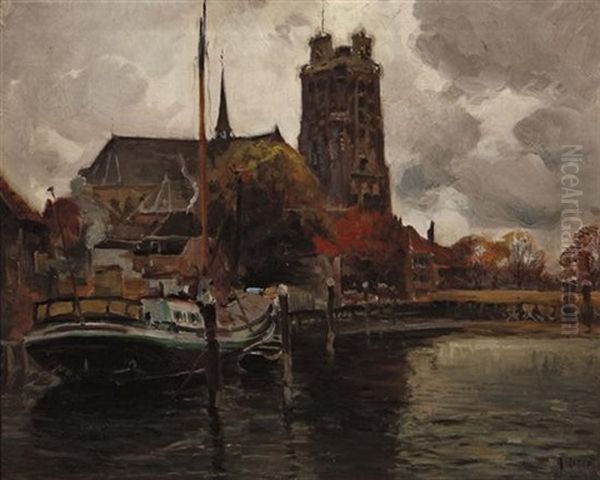 "groot Kirk", Dortrecht, Holland Oil Painting by Mathias Joseph Alten