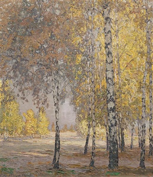 Herbstlicher Blick Auf Birkenwald Oil Painting by Otto Altenkirch