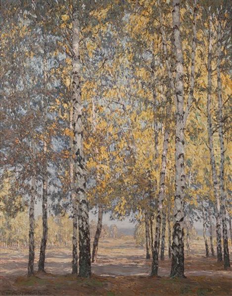 Birken Im Herbst Oil Painting by Otto Altenkirch