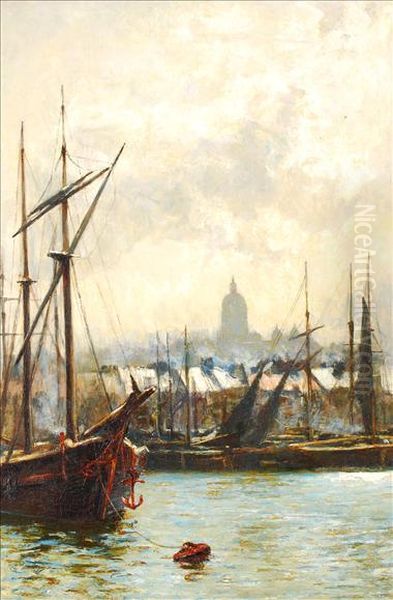 From Thethames To St. Pauls Oil Painting by John Brown Abercrombie