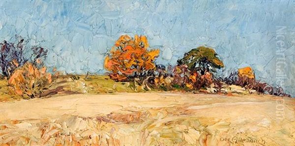 Feldrain Im Herbst (mit Kiefer) Oil Painting by Otto Altenkirch