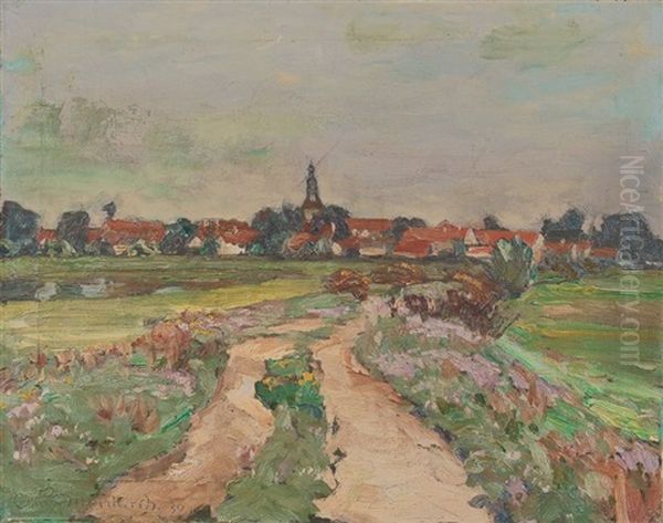 Elsterdamm Wahrenbruck Oil Painting by Otto Altenkirch