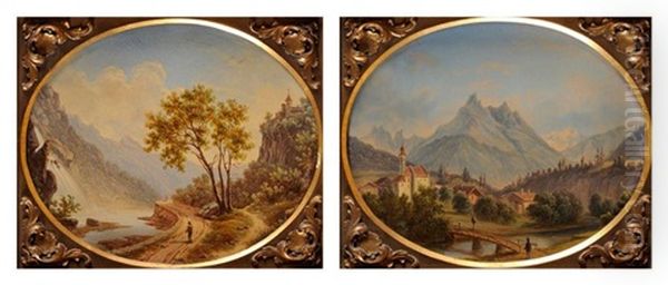 Paysages (2 Works) Oil Painting by Joseph Altenkopf