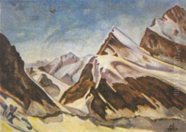 Alpenlandschaft Oil Painting by Heinrich Altherr