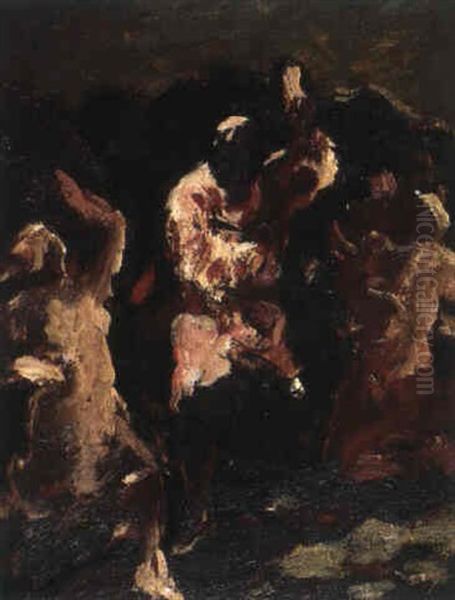 Tanzende Figuren [verso: Kohlezeichung Zum    Selben Thema] Oil Painting by Heinrich Altherr