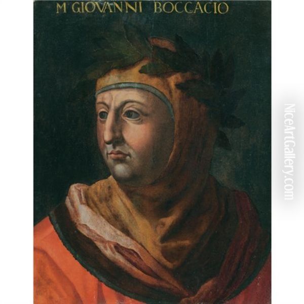 Portrait Of The Author And Poet Giovanni Boccaccio Oil Painting by Cristofano di Papi dell' Altissimo