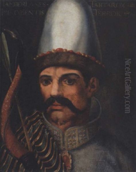 Portrait Of Tamerlane Holding A Bow And Arrow Oil Painting by Cristofano di Papi dell' Altissimo