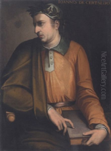 Portrait Of Boccaccio Holding A Copy Of The Decameron Oil Painting by Cristofano di Papi dell' Altissimo