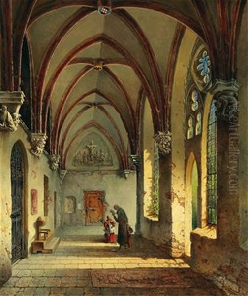 Kreuzgang In Der Ehemaligen Stiftskirche Jetzt Pfarrkirche Zu Neuburg Bei Murzzuschlag Oil Painting by Anton Altmann the Younger