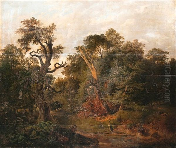 Alter Wald Mit Storch Oil Painting by Anton Altmann the Younger