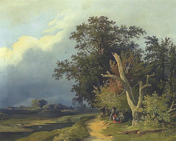 Rast Am Waldrand Oil Painting by Anton Altmann the Younger