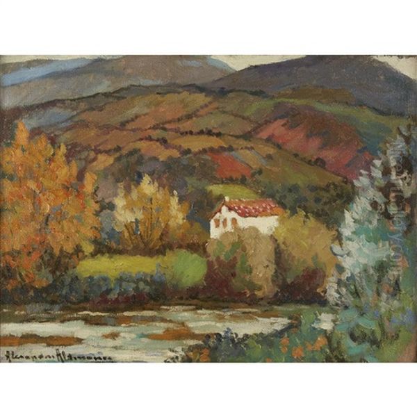 House On The Hill, Ascain Oil Painting by Alexandre Altmann