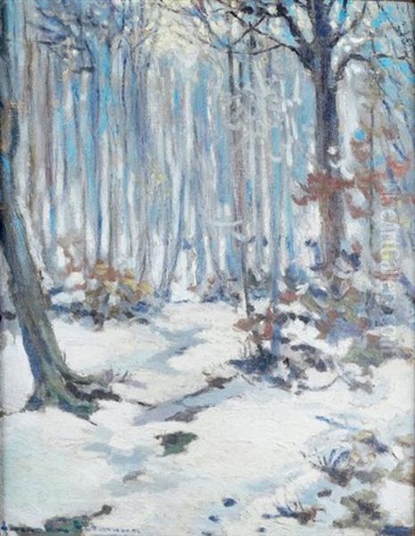 Sous-bois Enneige Oil Painting by Alexandre Altmann