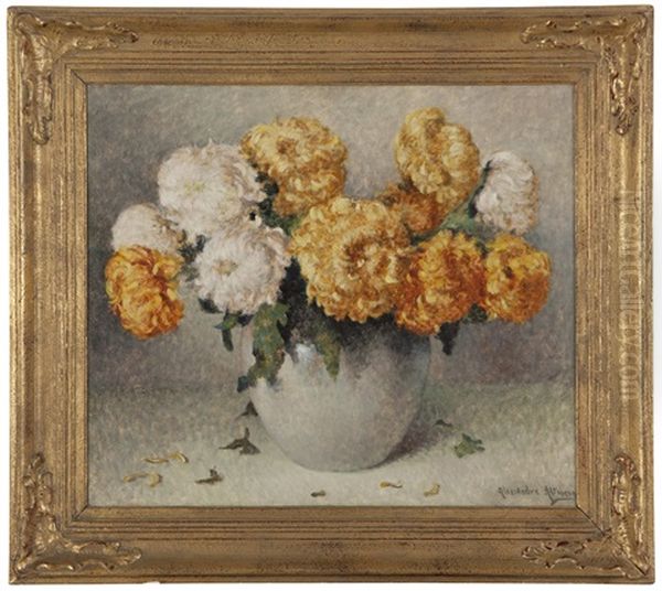 Still Life With Chrysanthemums Oil Painting by Alexandre Altmann