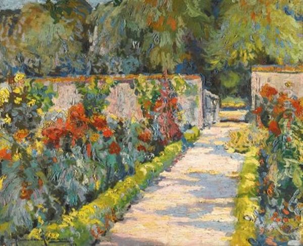 A Sunlit Garden Oil Painting by Alexandre Altmann