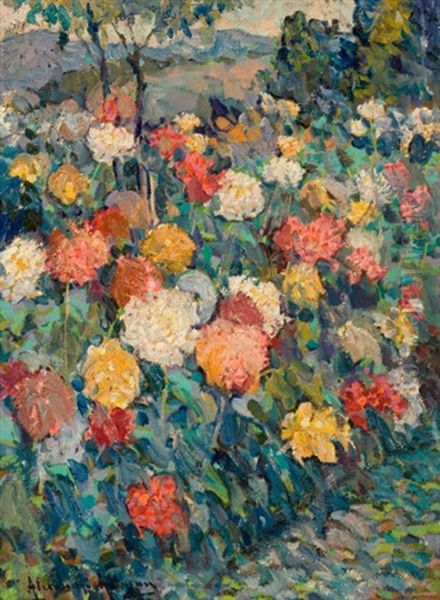 Field Of Flowers Oil Painting by Alexandre Altmann