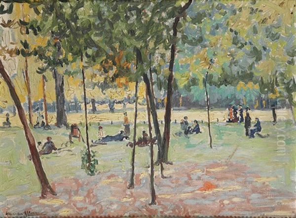 Scene De Parc Animee De Personnages Oil Painting by Alexandre Altmann