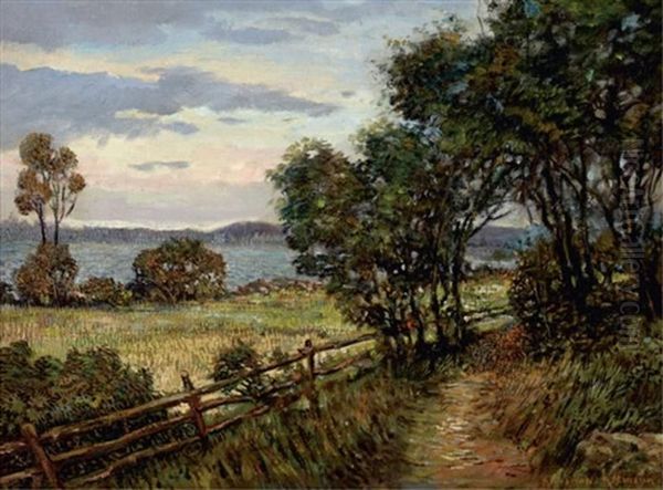 Coastal Landscape With Tree-lined Path Oil Painting by Alexandre Altmann