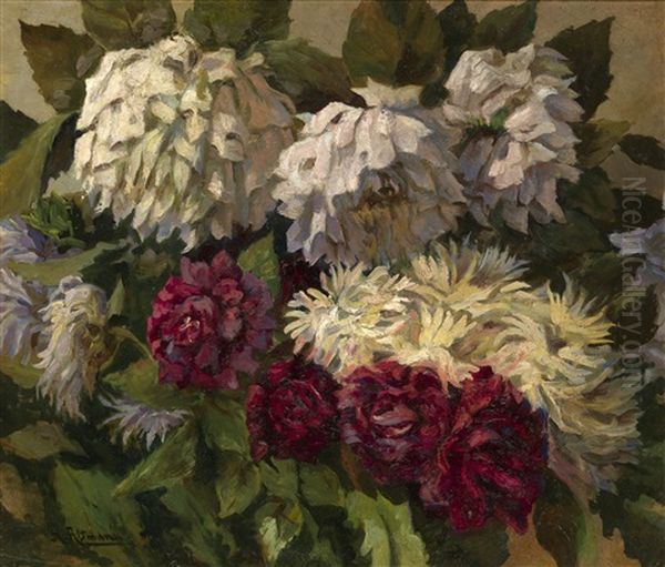 Still Life With Asters Oil Painting by Alexandre Altmann