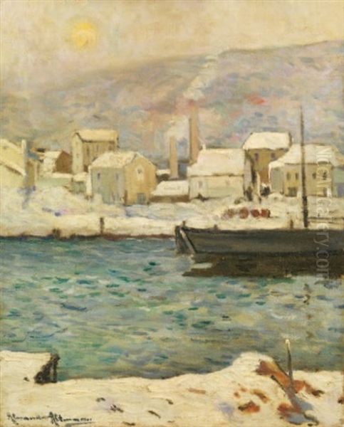 Canal En Hiver Oil Painting by Alexandre Altmann