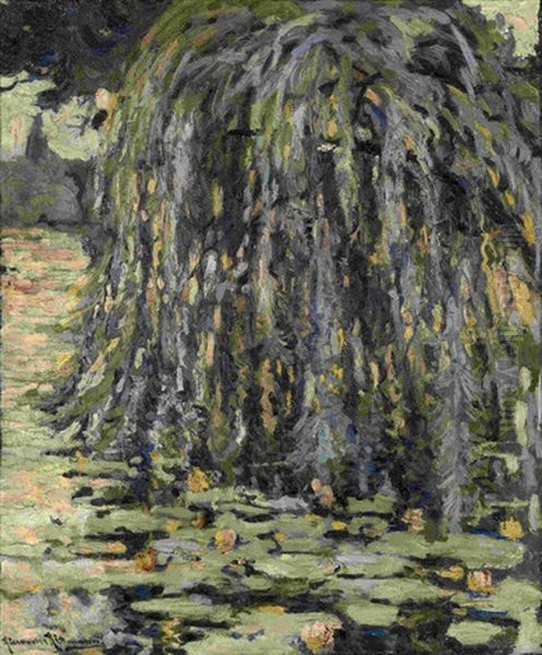 Tree Over The Pond Oil Painting by Alexandre Altmann