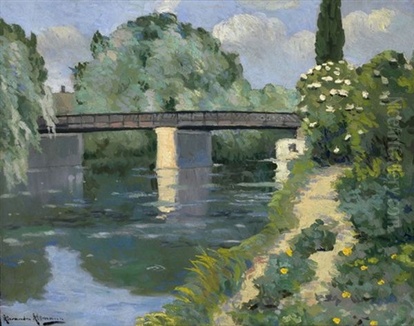 Bridge Across The River Oil Painting by Alexandre Altmann