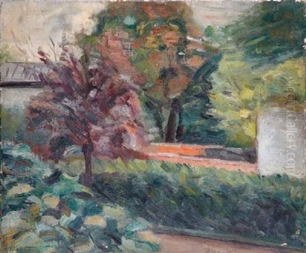 Allee Avec Arbre Et Maison Au Fond Oil Painting by Alexandre Altmann