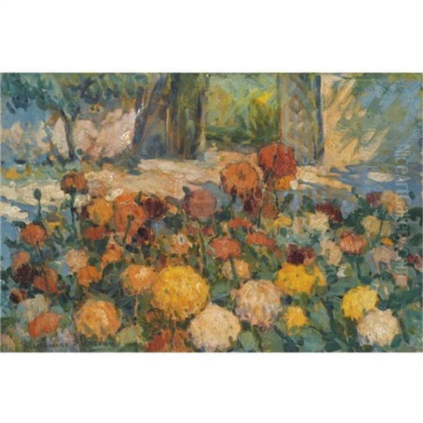 Flowers In A Park Oil Painting by Alexandre Altmann