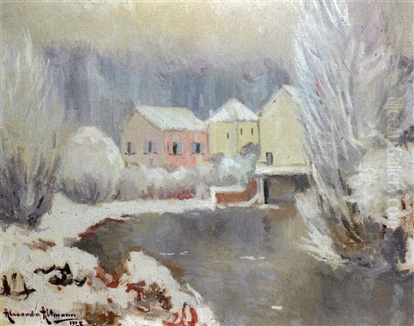 La Riviere Sous La Neige Oil Painting by Alexandre Altmann