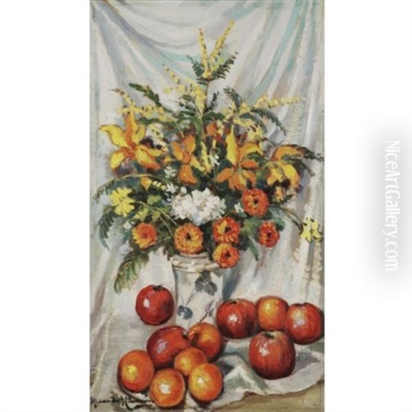 Still Life With Flowers And Fruit by Alexandre Altmann