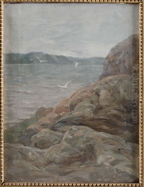 Klippor Vid Havet Oil Painting by Gunnar Aberg