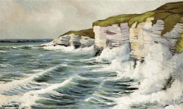 Cliffs In Normandy Oil Painting by Alexandre Altmann