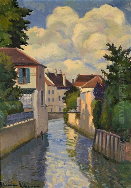 City Canal Oil Painting by Alexandre Altmann